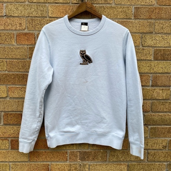 Octobers Very Own Classic Owl Logo Sweatshirt OVO Crewneck Light Blue Small - Picture 1 of 10